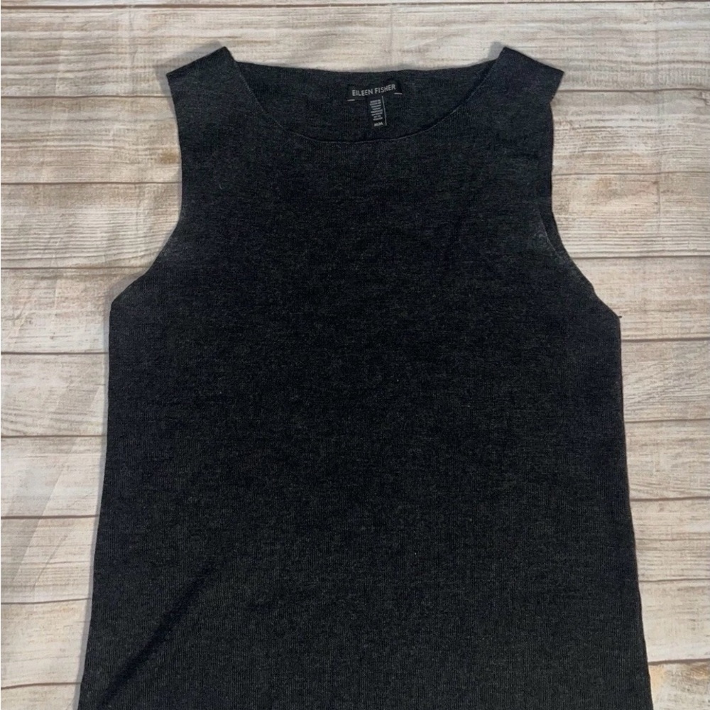 Eileen Fisher Charcoal sleeveless Knit Top sz m